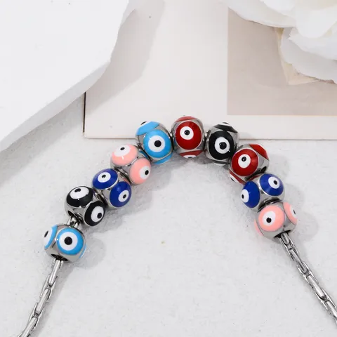 Stainless Steel Nazar Evil Eye Beads Square Spacer Beads For DIY Jewelry Making Necklace Bracelet Accessories Enamel Beads
