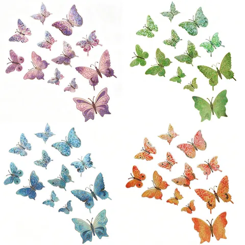 Stickers Muraux Papillon 3D Colorés Amovibles Étanches Autocollants Muraux Papillon pour Chambre Salon Décoration Intérieure