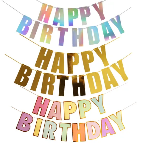 Colorful Glitter Birthday Party Banner Hanging Garland Celebration Decor Supplies For Kids And Adults Birthday Party