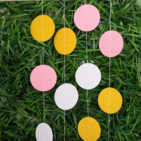Guirlande Circulaire en Papier à Pois Brillants Bannière Suspendue pour Fête Anniversaire Mariage Décoration Mur Plafond