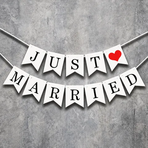 Just Married Bannière de Mariage Papier Queue d'Hirondelle Guirlande Drapeau Suspendu Fournitures de Décoration de Fête