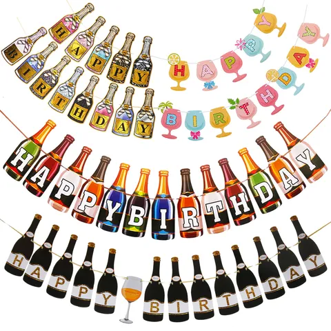 Papier Bierfest Party Dekoratives Ziehbanner Bierglas Flasche Champagner Banner Oktoberfest Feier Dekoration