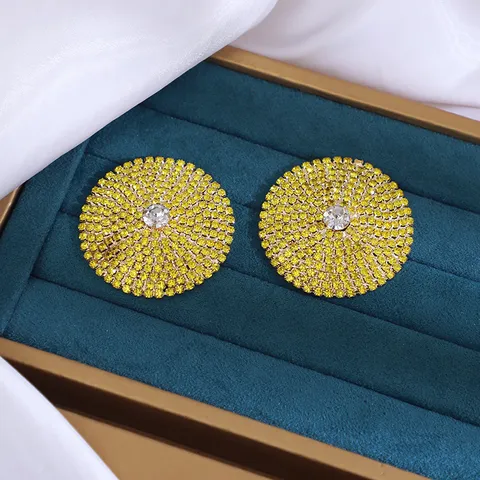 Vintage Overdreven Ronde Strass Oorknopjes Voor Dames Met 925 Sterling Zilver Stift Kleurrijke Kristallen Oorbellen