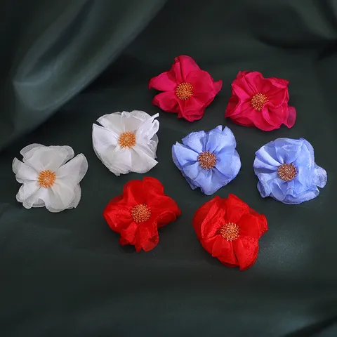 Handgemaakte Chiffon Stof Bloem Oorknopjes 925 Sterling Zilver Stift Boho Bloemen Sieraden Voor Dames Dagelijks Gebruik