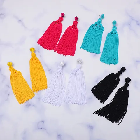 Boheems Retro Kwastje Oorknopjes Handgeweven Lange Franje Oorbellen Met 925 Sterling Zilver Stift Voor Vrouwen Mode Sieraden