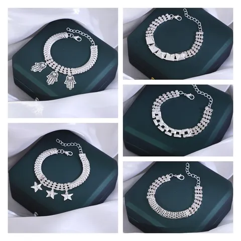 Vintage Ster Hand van Fatima Armband Verzilverd Maas Ketting Strass Geometrisch Piramide Stud Armband Sieraden Voor Heren Dames