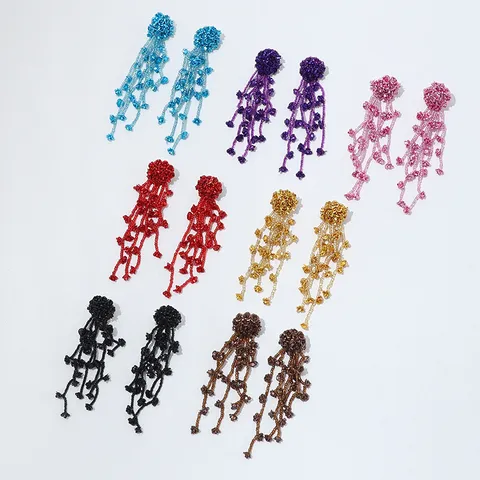 Vintage Metalen Bloem Kraal Kwastje Hangende Oorbellen Met 925 Sterling Zilver Stift Voor Dames Handgemaakte Geweven Sieraden Cadeau