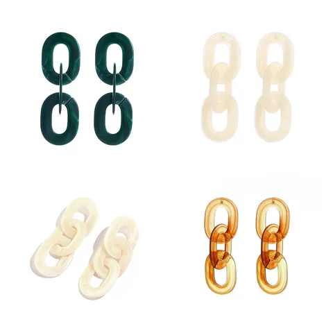 Opvallende Acryl Geometrische Ketting Hangoorbellen Vintage Retro Persoonlijkheid Paperclip Lange Oorbellen Voor Dames Heren Sieraden