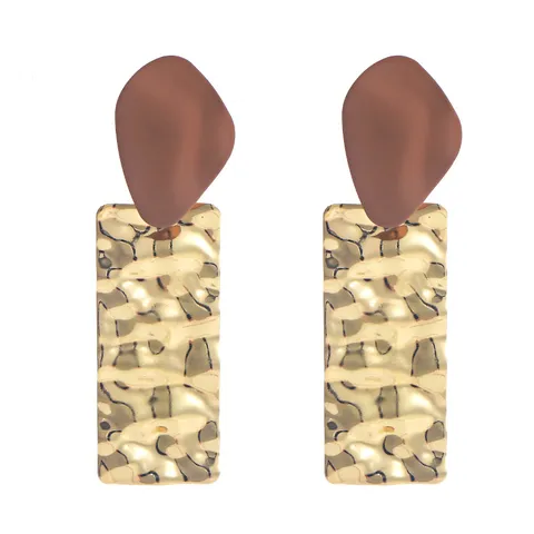 Retro Matte Geometrische Lange Hangende Oorbellen voor Dames Minimalistische Gegalvaniseerde Metalen Geplooide Oorbellen Sieraden