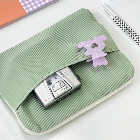 Korean Style Corduroy Tablet Sleeve Soft Anti-Shock Laptop Pouch Cute Inner Case Bag For Women Daily Commute