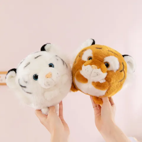 Cute Simulation Giant Panda Tiger Raccoon Koala Round Plush Doll Soft Crossbody Bag Cartoon Animal Toy Zoo Souvenir