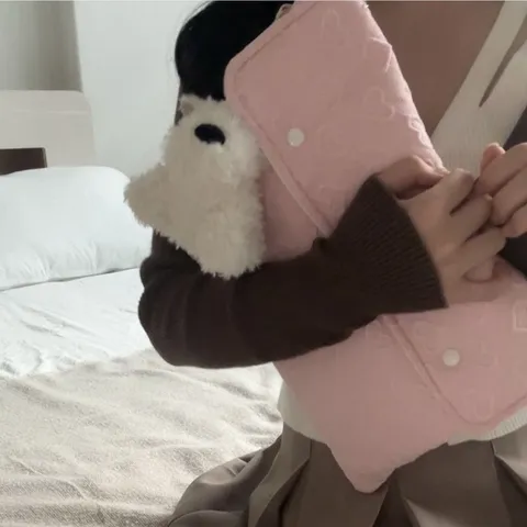 Ins Stil Gestepptes Herz Tablet Hülle Weiche Polyester Tasche Süße iPad Schutz Tasche Tragbare Laptop Aufbewahrung Etui Für Damen