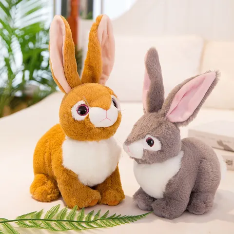 Cute Realistic Simulation Rabbit Plush Toy Fluffy Stuffed Animal Doll Healing Soft Companion for Kids Girls Home Decor Gift