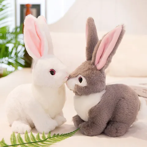 Cute Realistic Simulation Rabbit Plush Toy Fluffy Stuffed Animal Doll Healing Soft Companion for Kids Girls Home Decor Gift