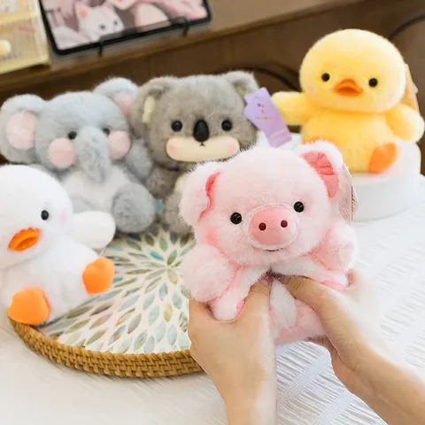 Cute Cartoon Animal Plush Toy Stuffed Doll Kawaii Sheep Koala Elephant Pig Duck Rabbit Table Ornament Desktop Companion Gift