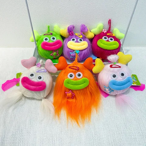 Quirky Long Plush Big Mouth Monster Keychain Cute Cartoon Stuffed Animal Doll Bag Pendant Couple Car Key Chain Toy Gift