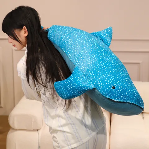 Leuke Cartoon Blauwe Walvis Pluche Speelgoed Gestopte Dier Zachte Kussen Leuke Genezende Pop Baby Slaap Maatje Kinderen Cadeau