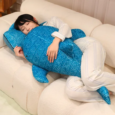 Leuke Cartoon Blauwe Walvis Pluche Speelgoed Gestopte Dier Zachte Kussen Leuke Genezende Pop Baby Slaap Maatje Kinderen Cadeau