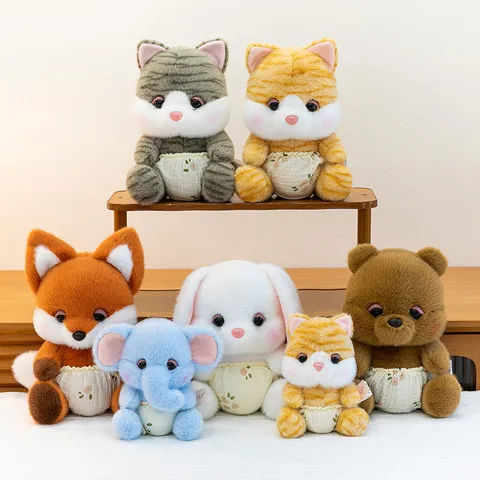 Schattig Dieren Pluche Speelgoed Baby Serie Gevulde Pop Bureaublad Ornament Dekompressie Pop