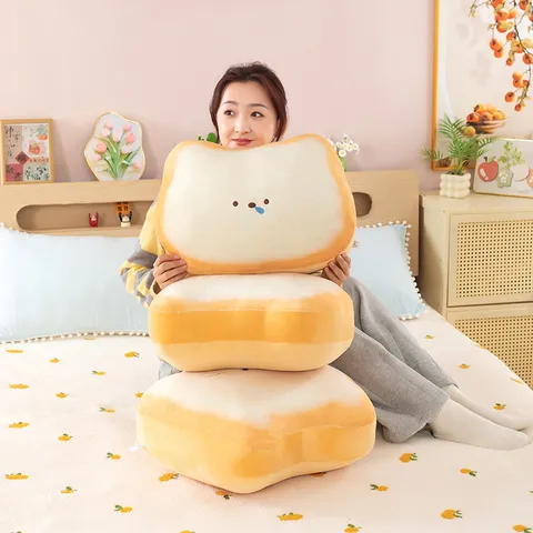 Creative Cute Toast Bread Plush Pillow Soft Stuffed Doll Cute Cartoon Bread Cushion Bed Sleeping Pillow Birthday Gift For Girls