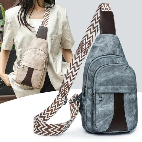 Vintage Nylon Crossbody Tsanta Stithous gia Gynekes Polytsepiki Casual Travel Sling Bag me Geometriko Evry Luri