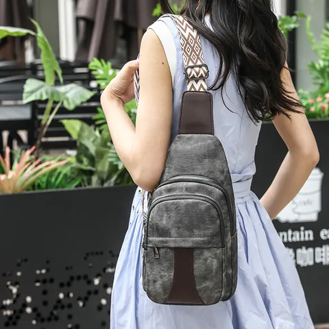 Vintage Nylon Crossbody Tsanta Stithous gia Gynekes Polytsepiki Casual Travel Sling Bag me Geometriko Evry Luri