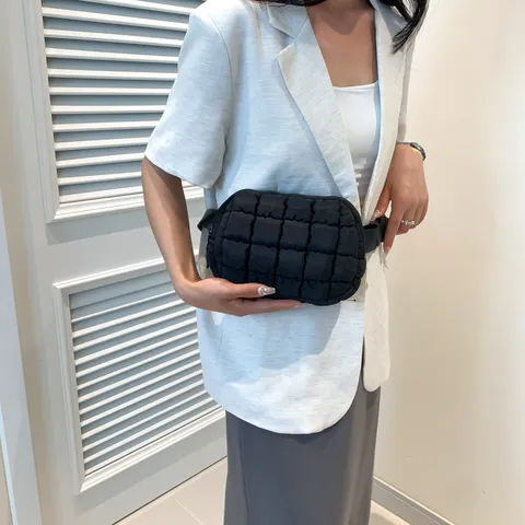 Borsa a Tracolla Trapuntata alla Moda da Donna in Nylon Leggero Borsa a Spalla Puffer Casual Quotidiana Piccola Borsa Quadrata