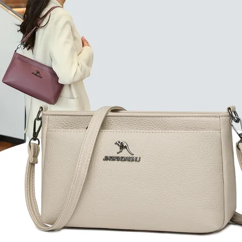 Moderna Borsa a Tracolla in Pelle PU da Donna Elementi Metallici Lettera Minimalista Piccola Borsa Quadrata Postino Multi Tasche Borsa Mamma Regalo