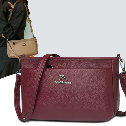 Moderna Borsa a Tracolla in Pelle PU da Donna Elementi Metallici Lettera Minimalista Piccola Borsa Quadrata Postino Multi Tasche Borsa Mamma Regalo