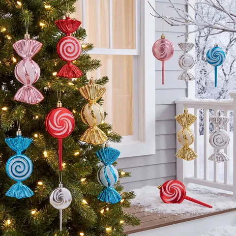 Weihnachtsbaum Hängende Dekorationen Große Süßigkeiten Ornamente Kunststoff Lutscher Anhänger Für Weihnachten Party Heimdekoration