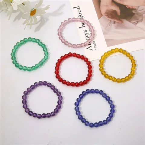 Buntes Durchsichtiges Glasperlen-Armband Für Damen Mode Kristall Perlen Elastisch Handgefertigt Schmuck Armband Für Mädchen Täglich Geschenk