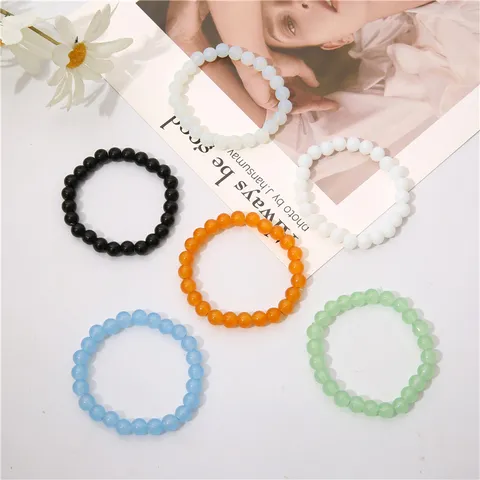 Buntes Durchsichtiges Glasperlen-Armband Für Damen Mode Kristall Perlen Elastisch Handgefertigt Schmuck Armband Für Mädchen Täglich Geschenk