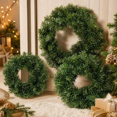 Kerstkrans Kunstmatige Dennenbomen Groene Slinger Feestelijke Vakantiesfeer Huis Deur Wand Decoratie