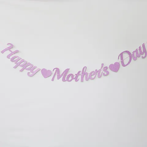 Glitter Mirror Paper Banner Happy Mother's Day Happy Father's Day Party Hanging Decorations Garland Festival Bunting Flags