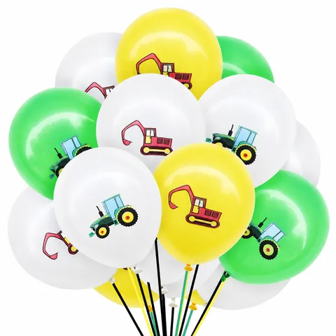 Ballons en Latex de Véhicule de Chantier Ballons Imprimés Excavatrice Dessin Animé pour Fête d'Anniversaire d'Enfants Décoration Festive