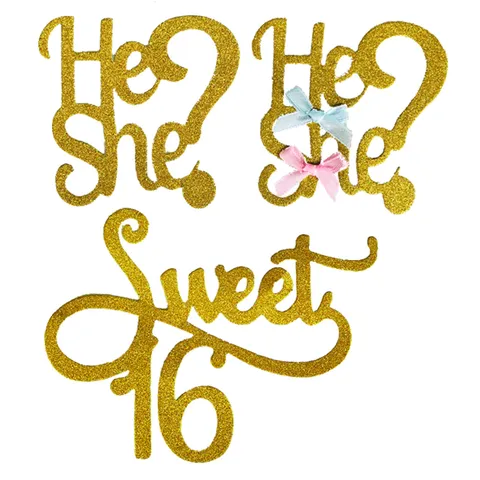 Gold Glitter Paper Cake Topper Number Age Birthday Party Cake Decoration Sweet Sixteen Gender Reveal Cake Insert