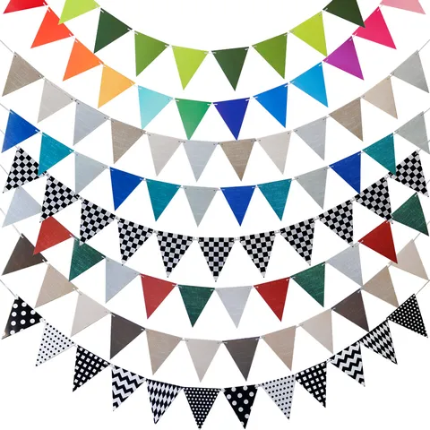 Banderole De Fanions Triangulaires En Papier Coloré Pour Fête D'Anniversaire Mariage Noël Décoration Murale Intérieure