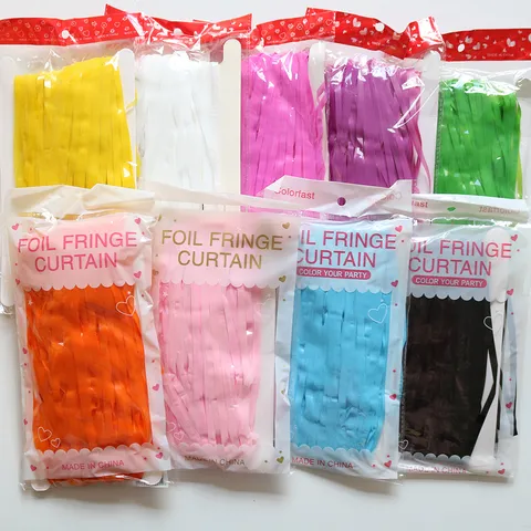 Macaron Foil Fringe Curtain Metallic Tinsel Door Curtain Photo Booth Backdrop For Wedding Birthday Party Decorations