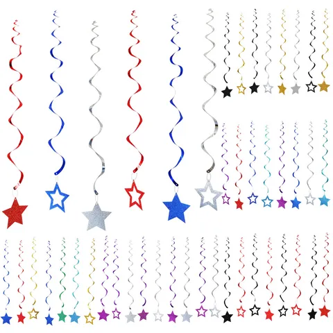 Ornements Suspendus en Spirale Colorés Guirlande de Pentagramme Décorations de Fête pour Anniversaire Célébration