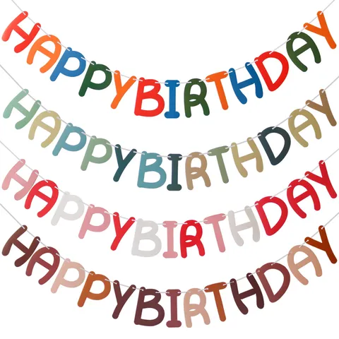 Happy Birthday Letter Bunting Banner Ins Style Paper Garland Hanging Decorations For Kids Birthday Party Decor