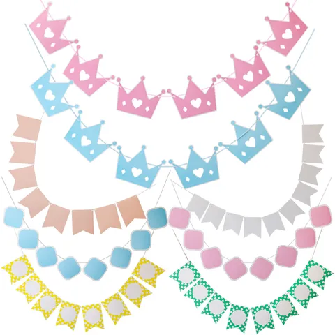 DIY Blanko Party Banner Fischschwanz Quadrat Krone Karten Kinder Geburtstag Party Dekoration Hängende Girlande Deko Zubehör