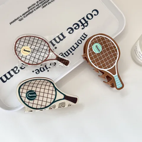 Nouveauté Raquette de Tennis Pince à Cheveux en PVC Sportive Mignonne Accessoires de Fixation de Queue de Cheval Femmes