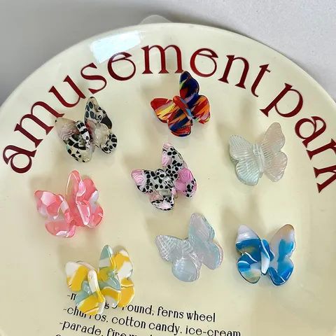 Sweet Acetate Butterfly Claw Clip Fresh Gradient Tie-Dye Small Hair Clip Mini Leopard Side Hairpin Hair Accessories For Women