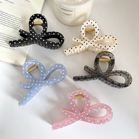 Dolce Pinza a Granchio per Capelli a Fiocco Pois Grande Nastro Hair Accessories da Donna Decorazione Quotidiana