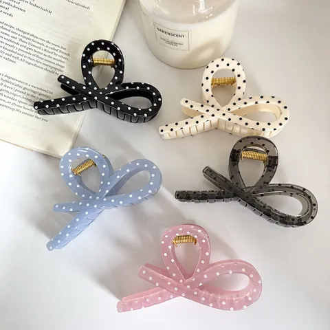 Dolce Pinza a Granchio per Capelli a Fiocco Pois Grande Nastro Hair Accessories da Donna Decorazione Quotidiana