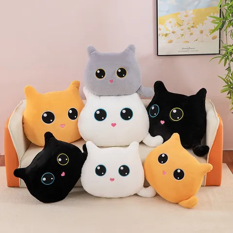 Cute Cat Plush Pillow Stuffed Animal Soft Kitten Cushion Toy Kawaii Animal Doll Sofa Pillow Home Decor Gift