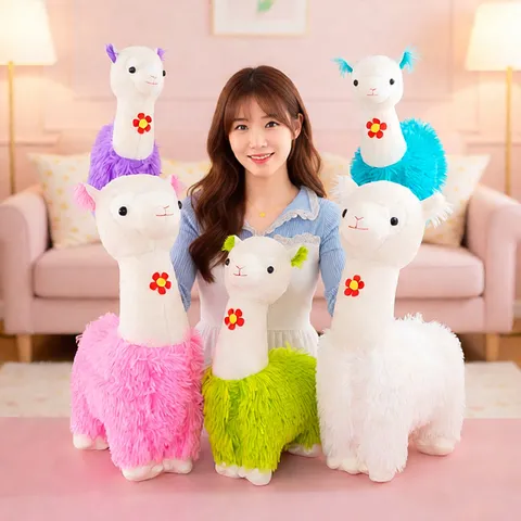 Cute Cartoon Five-Color Alpaca Plush Toy Soft Animal Doll Sleeping Pillow Creative Desktop Ornament Gift