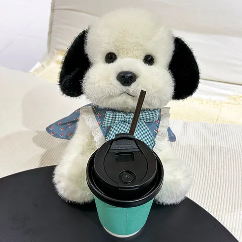 Mignon Chien en Peluche Animal en Peluche Avec Robe Florale Douce Simulation Chiot Poupée Compagnon Câlin Cadeau Pour Enfants Filles