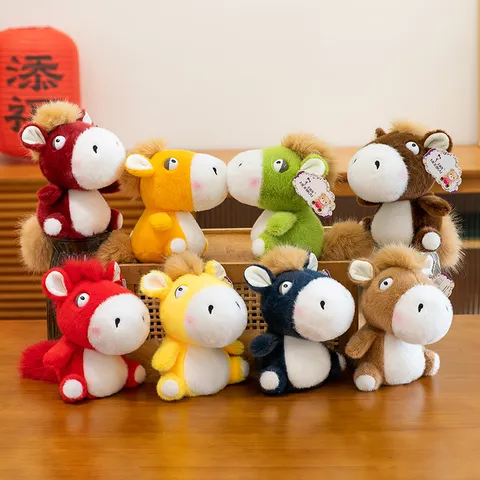 Cute Q Version Colorful Mascot Horse Plush Toy Healing Stuffed Animal Doll Birthday Gift For Friends
