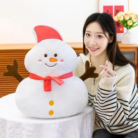 Cartoon Christmas Series Plush Pillow Cute Snowman Elk Christmas Tree Cushion Soft Stuffed Toy Home Decor Gift